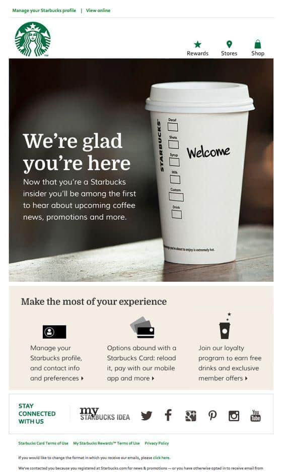 Starbucks Welcome Email