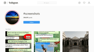 screenshot on Instagram