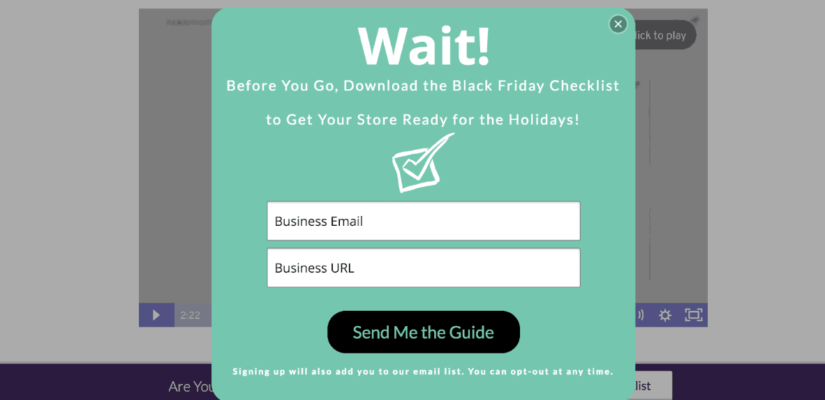 cổng ra để thu thập email