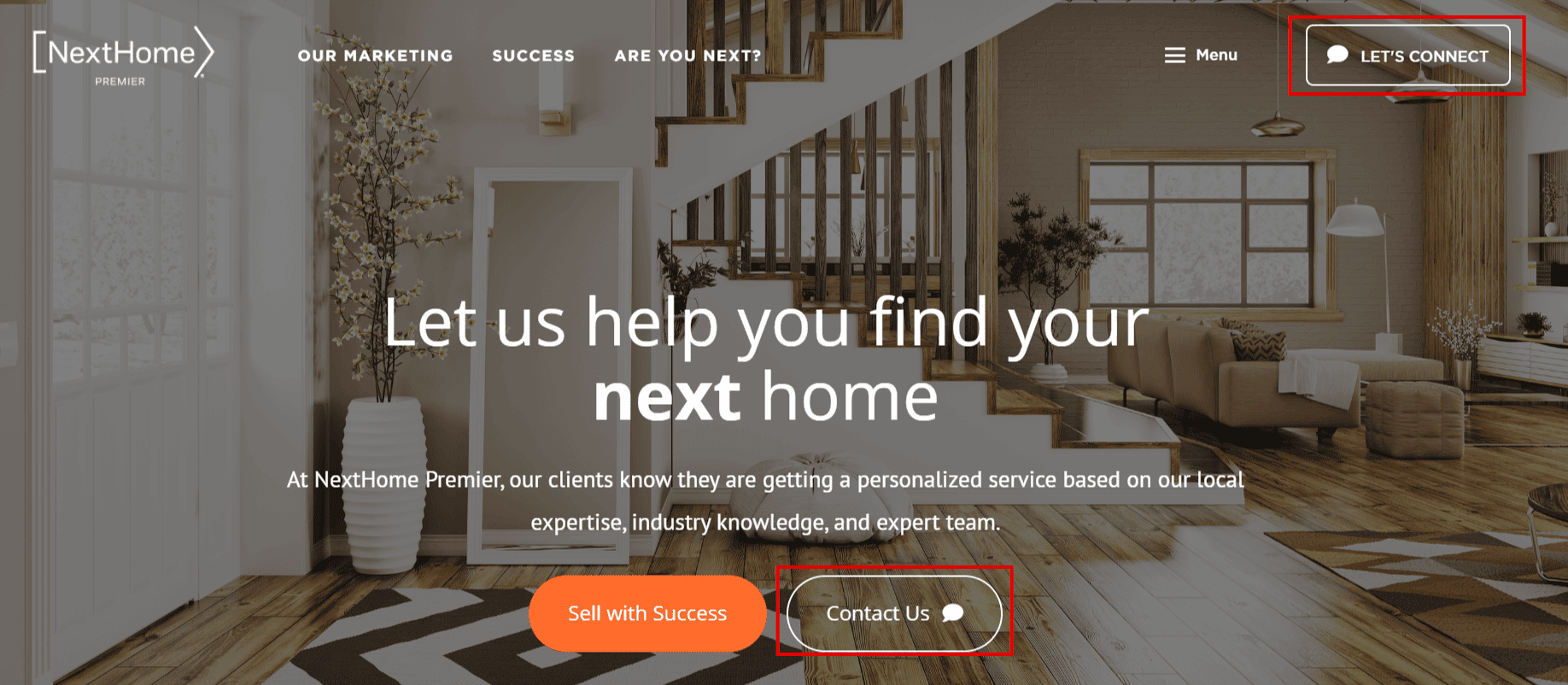 Next home landing page