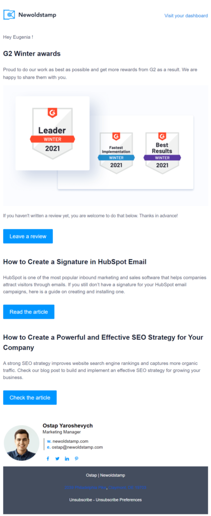 Email newsletter template