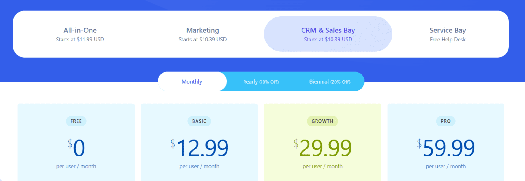 EngageBay CRM & Sales Bay pricing