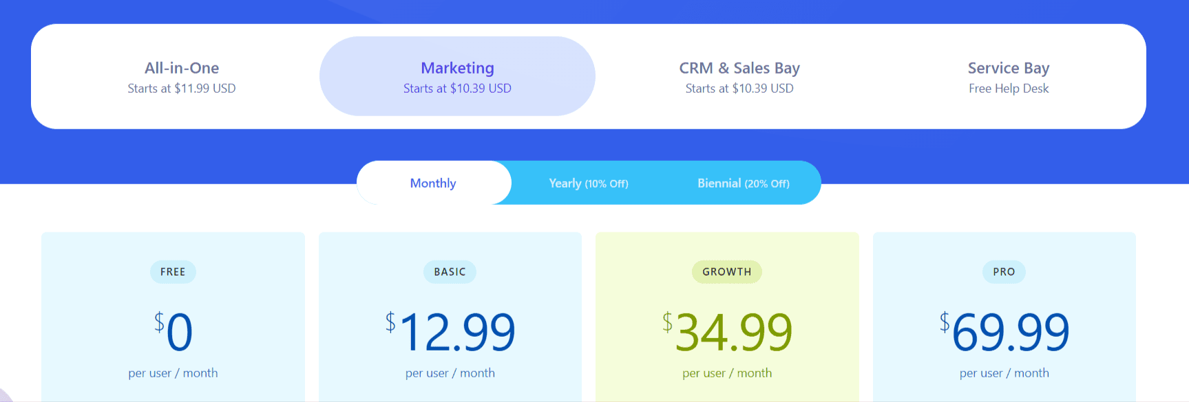 EngageBay marketing bay pricing