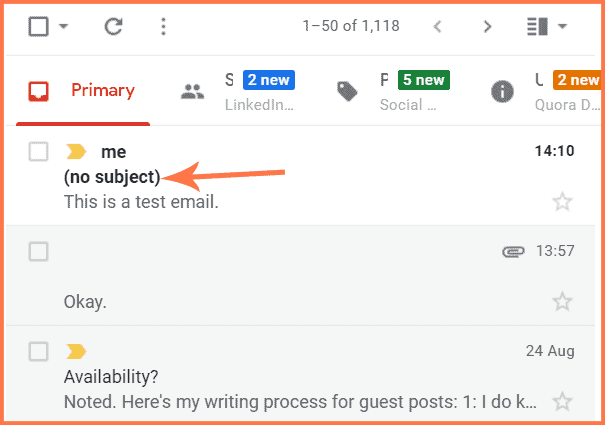 email without subject line