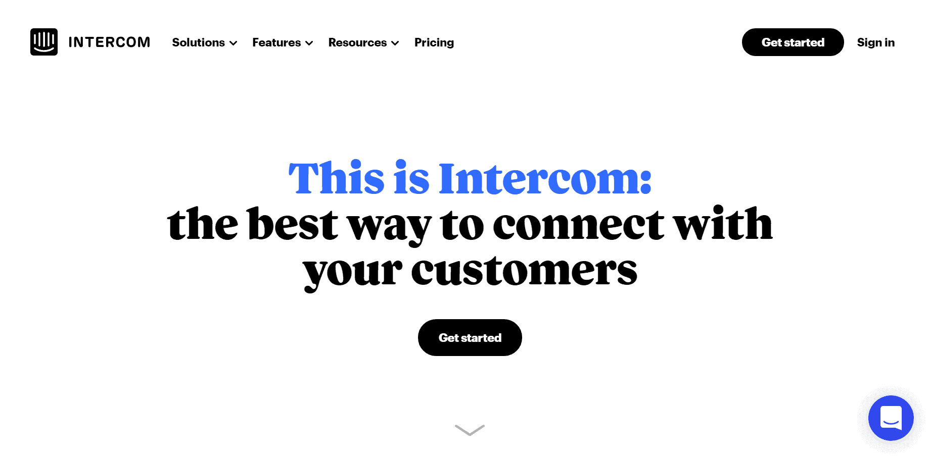 Intercom website homepage screenshot