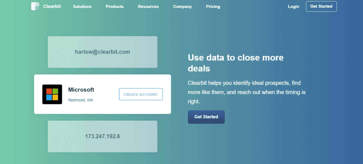 Clearbit Sales hub