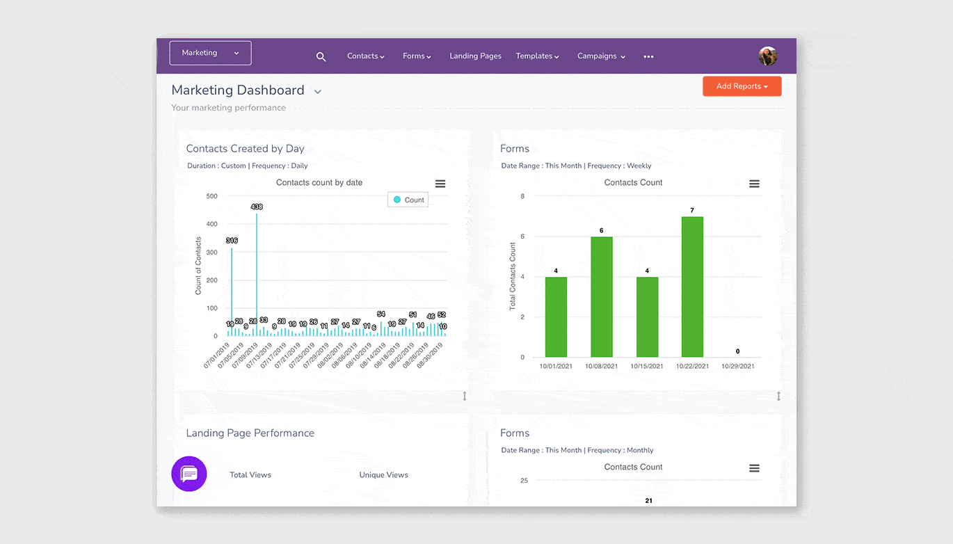 Simple customer data reports in EngageBay