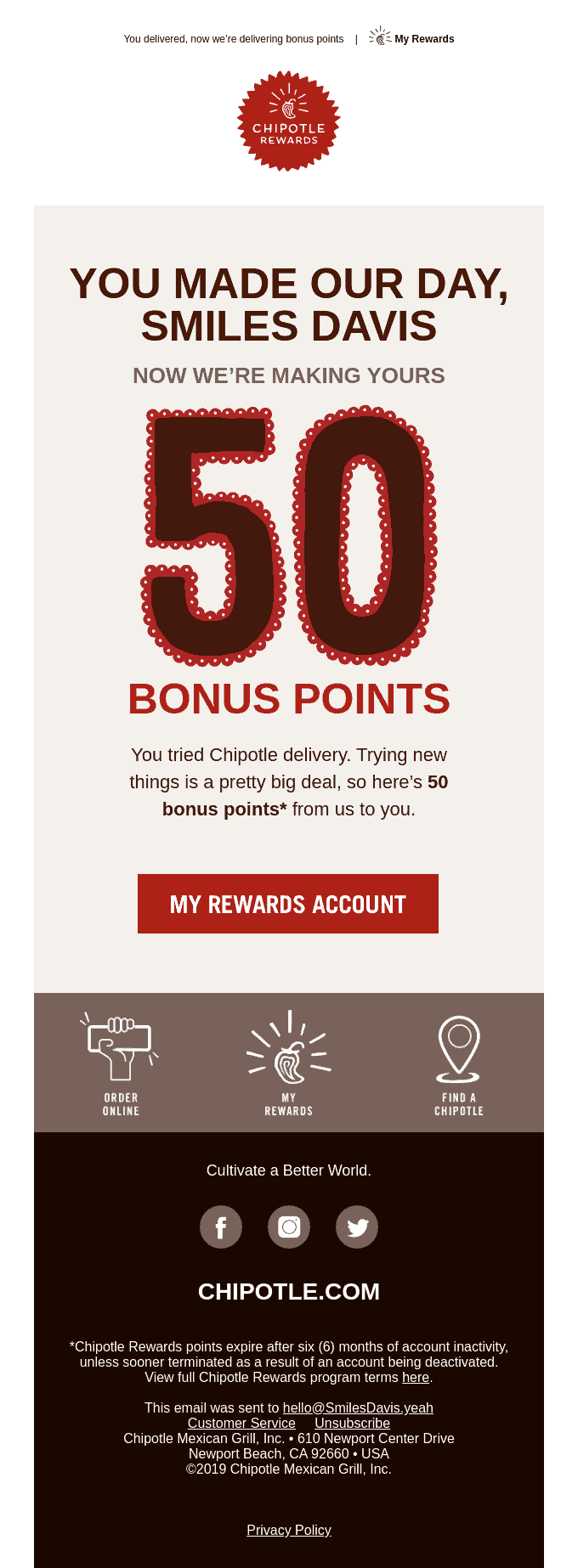 Chipotle customer loyalty email marketing strategy