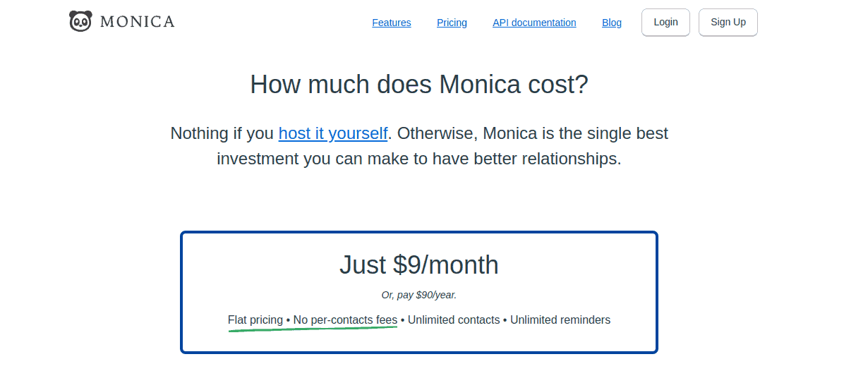 Monica personal CRM pricing
