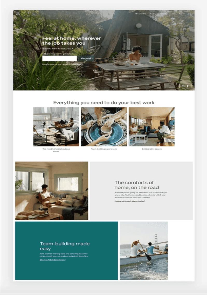 Airbnb - great landing page example