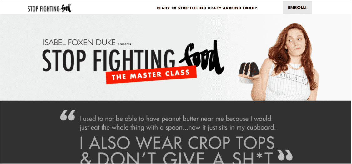 Stop Fighting Food - sales page design