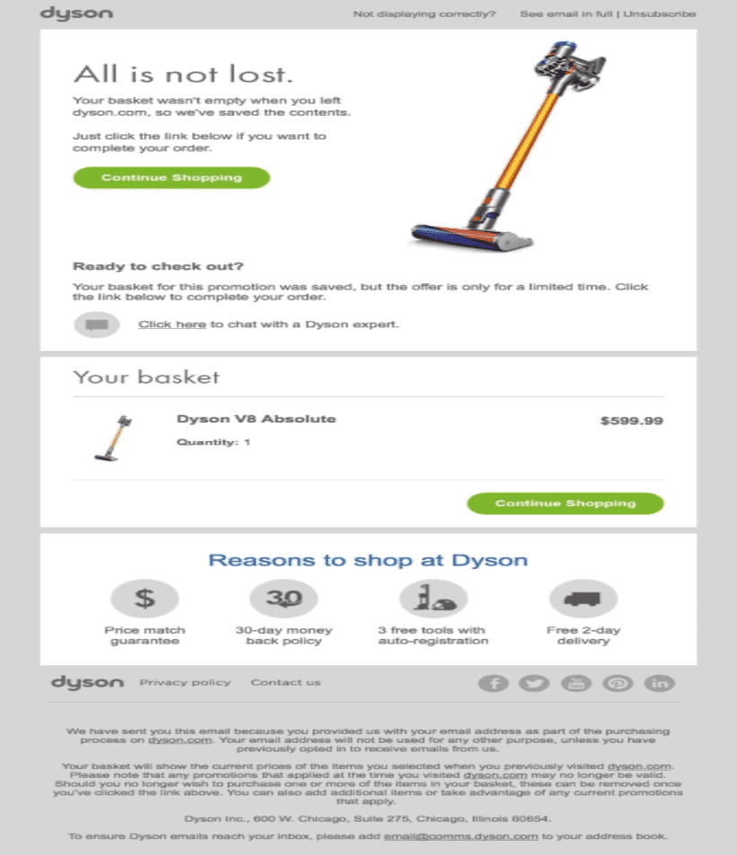 dyson email marketing campaign