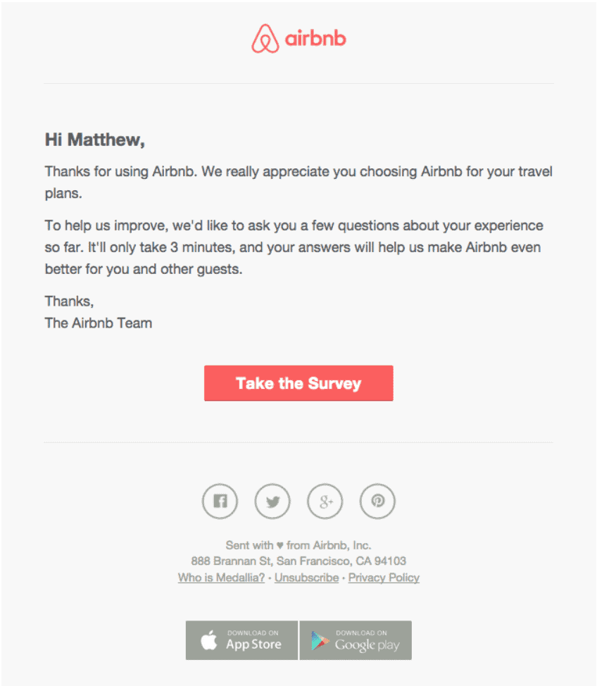 airbnb survey email example