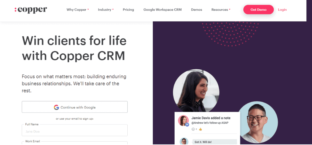 Cloud-based CRM software Copper CRM