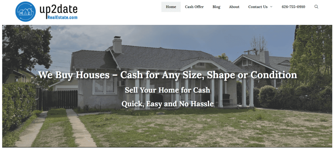 great real estate landing page - up2Date RealEstate.com
