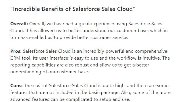 Salesforce CRM user review