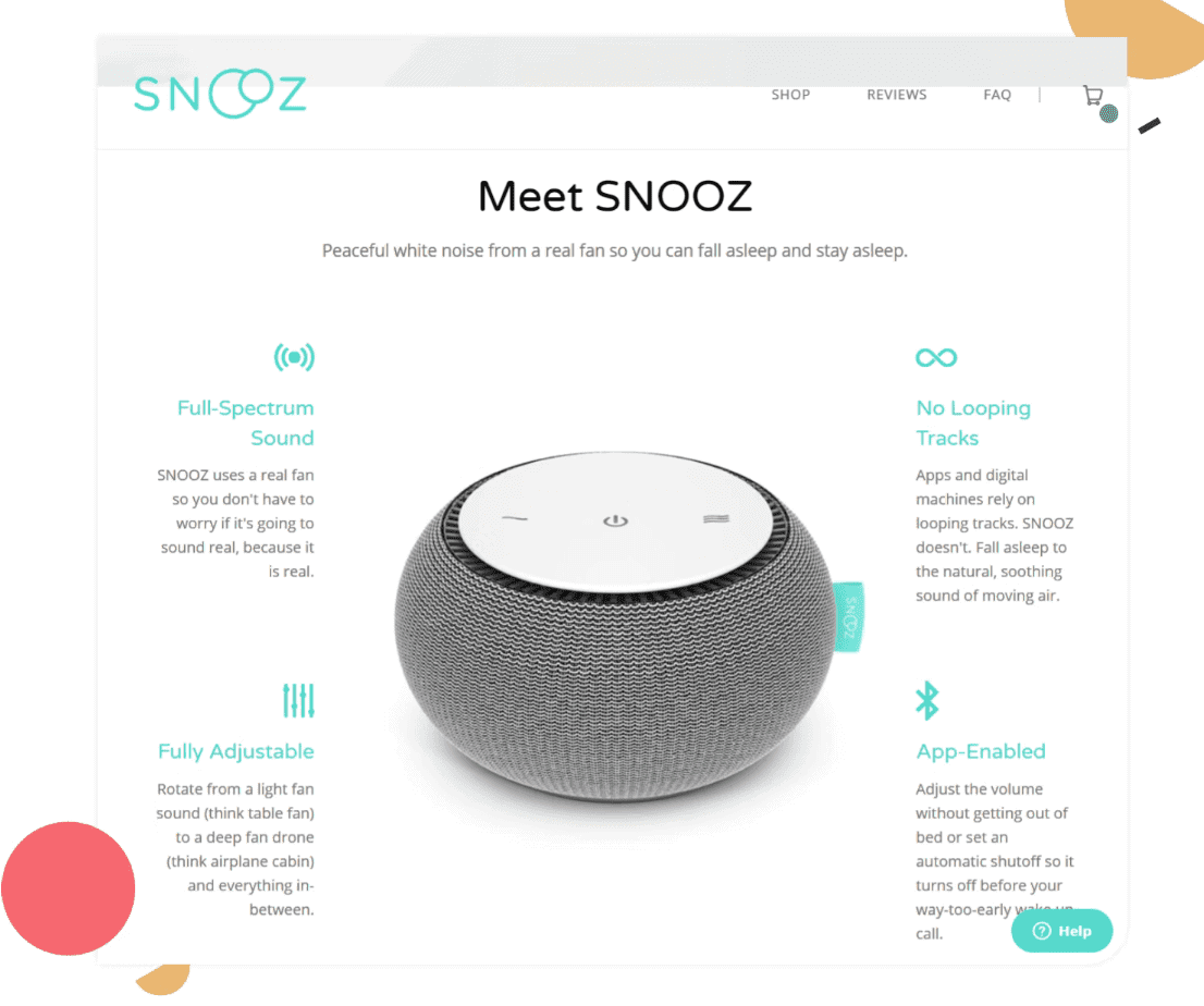 SNOOZ – Product Landing Page 