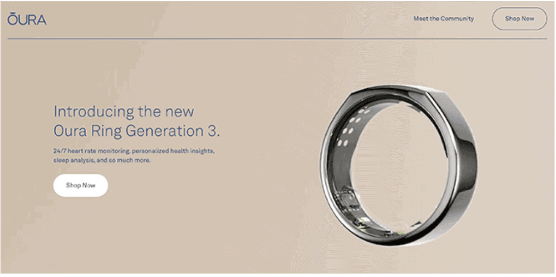 Oura Ring – ecommerce landing page