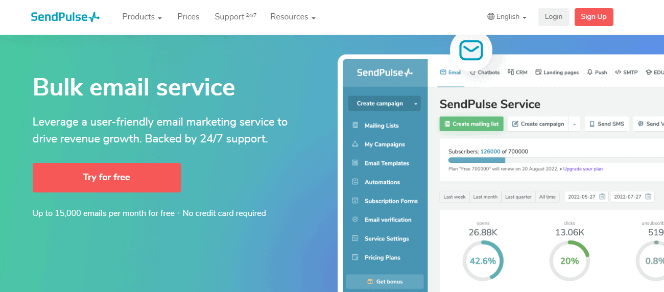 Convertkit alternative: Sendpulse