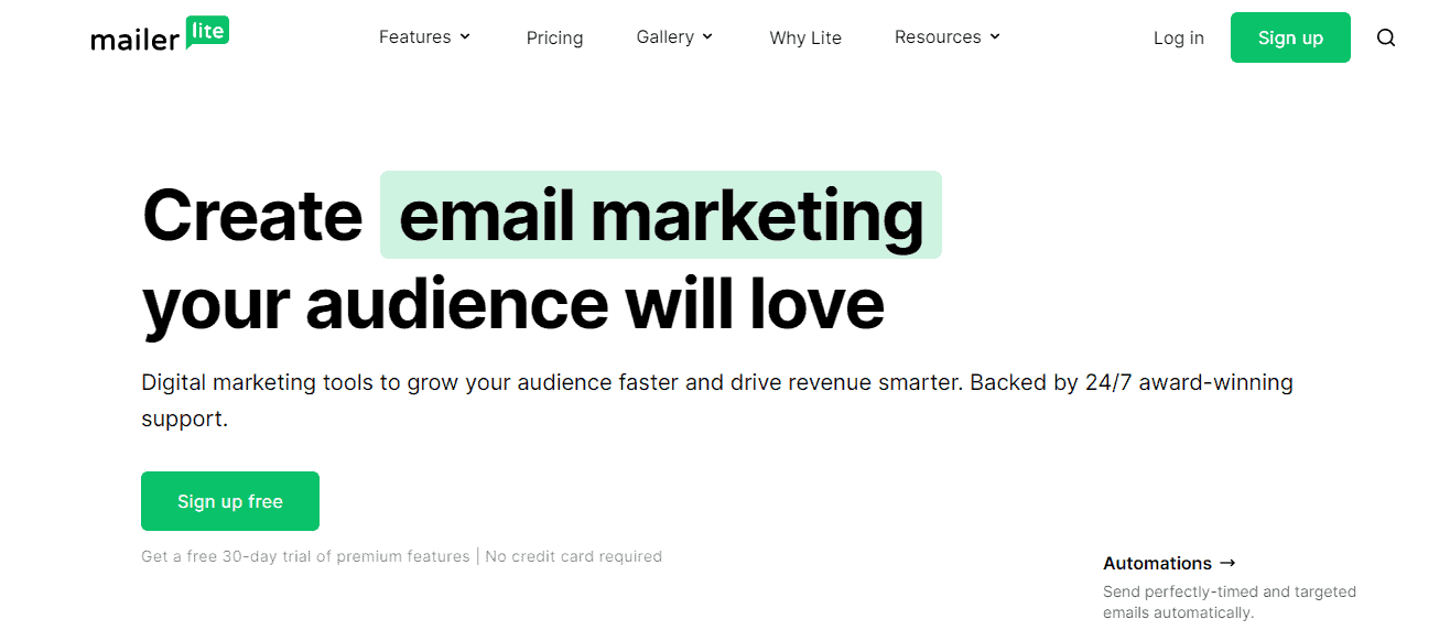 Convertkit alternative: MailerLite