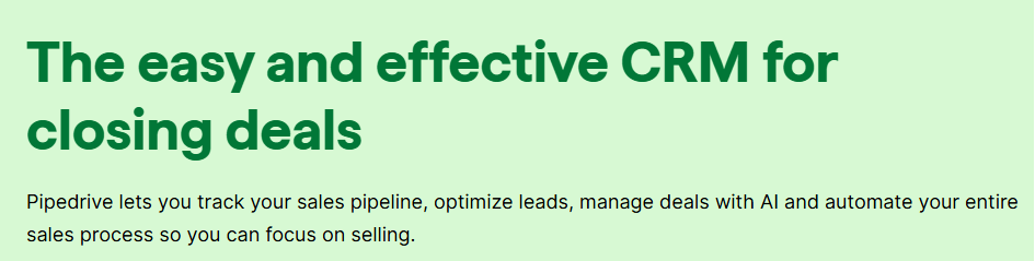 Pipedrive Homepage Mission screenshot