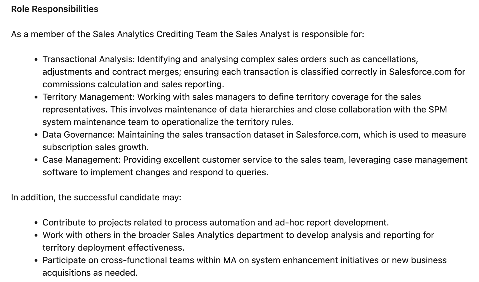 Sales Analyst Moody's Analytics