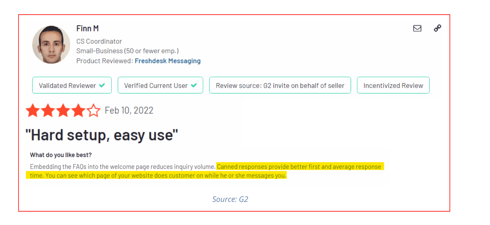 Freshworks user review on G2