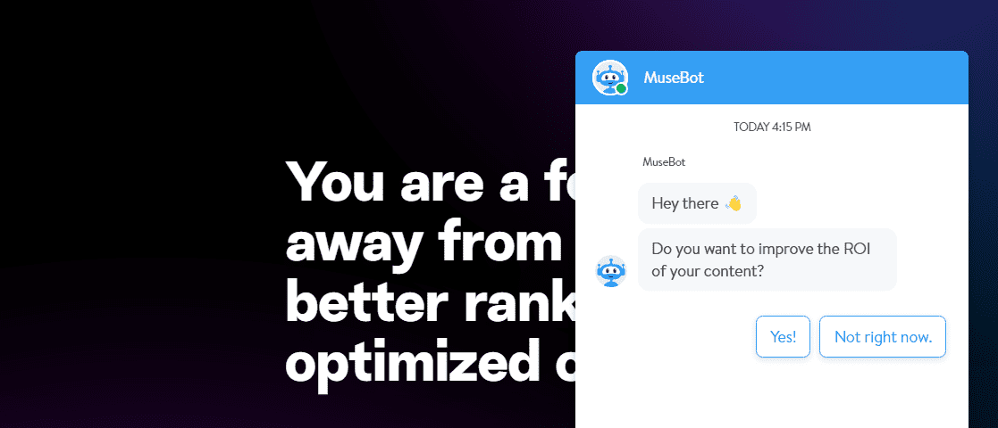 Chatbot example from Marketmuse