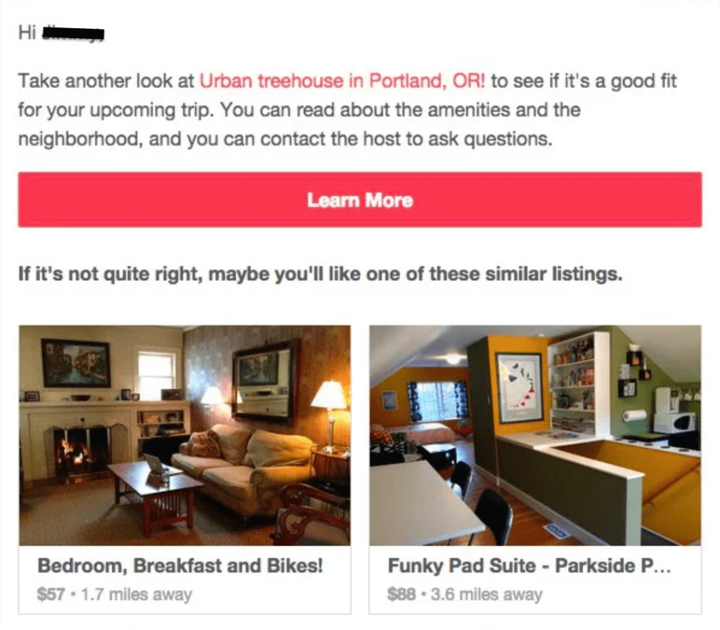 Airbnb - engaging recommendation emails