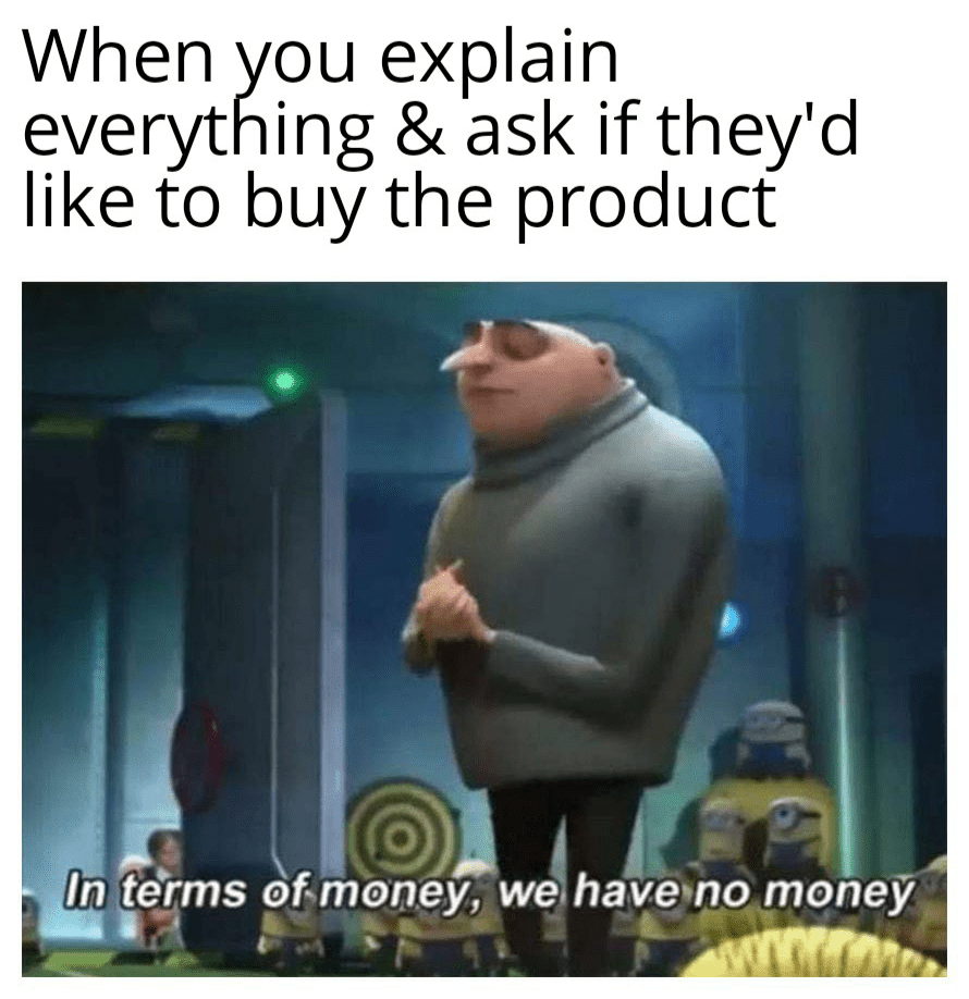 Sales meme from the movie, 'Despicable Me'