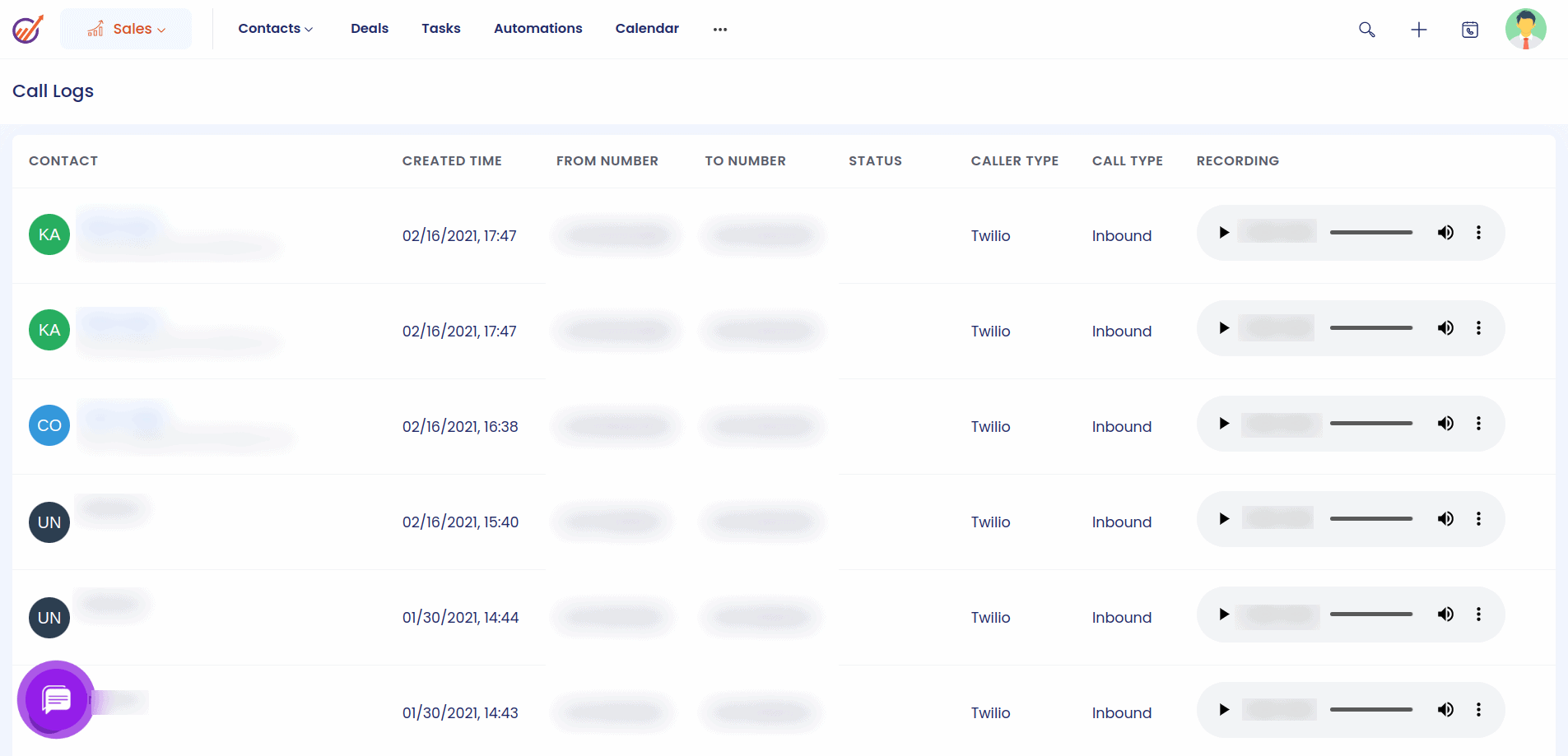 EngageBay sales call recording software