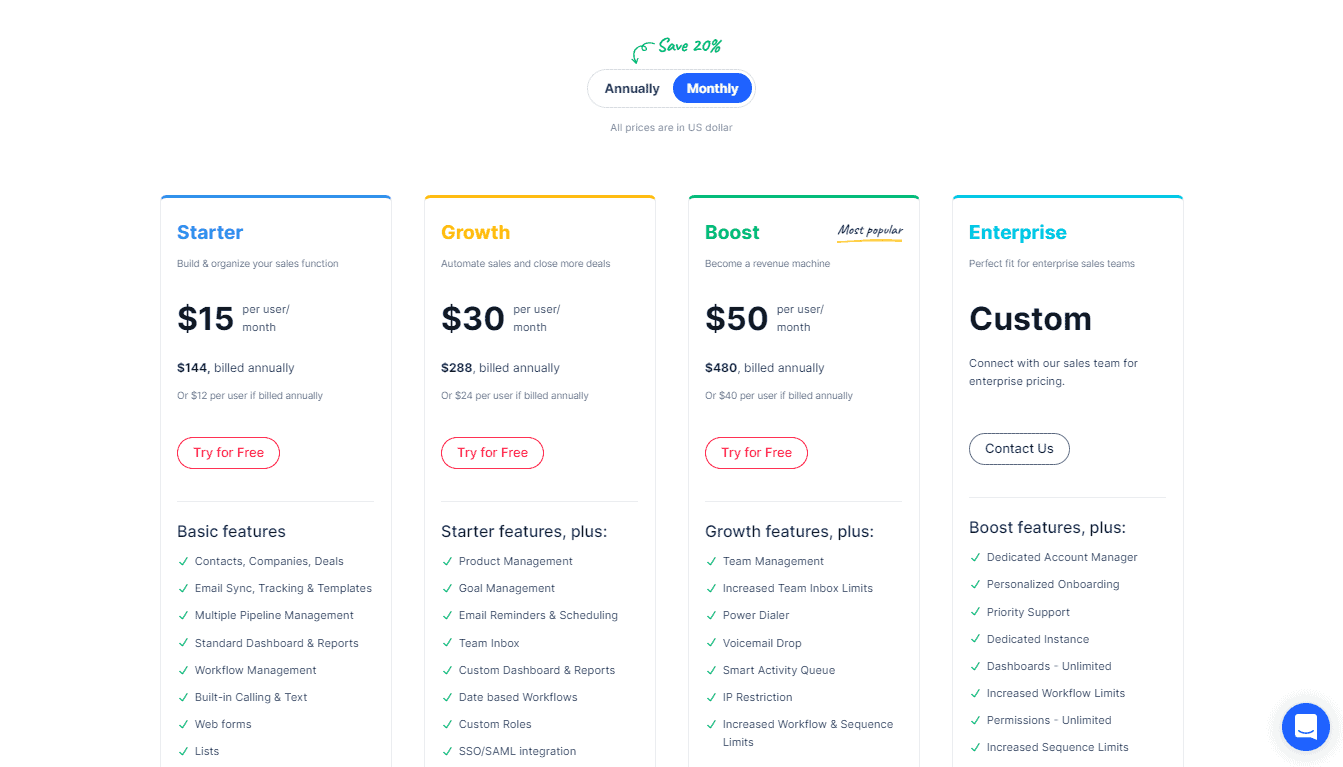 salesmate pricing page