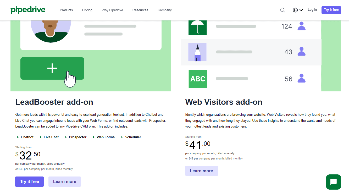 Pipedrive pricing page