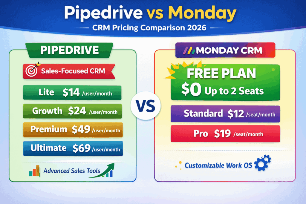 pipedrive vs monday crm pricing comparison 2026