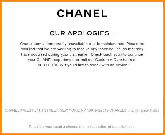 apology email example from Chanel