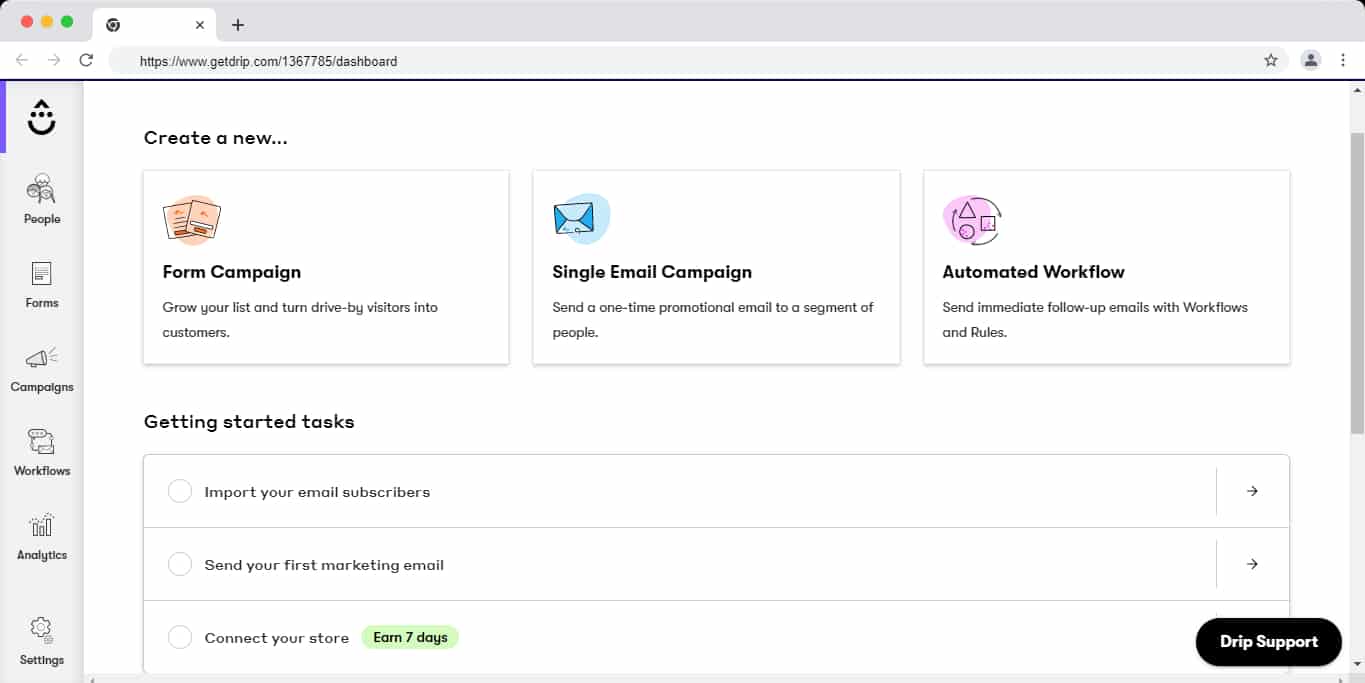 Drip dashboard