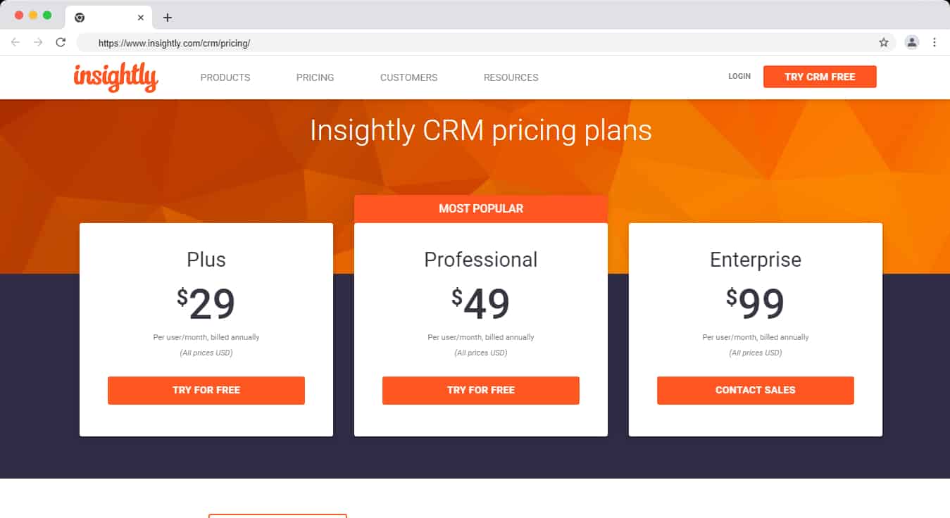 Insightly CRM Pricing