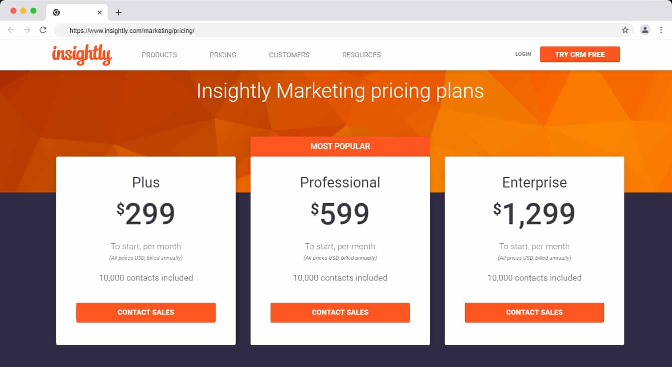 Insightly Marketing Pricing