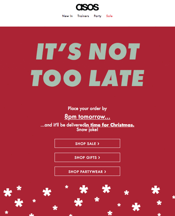 Asos Christmas email promotion