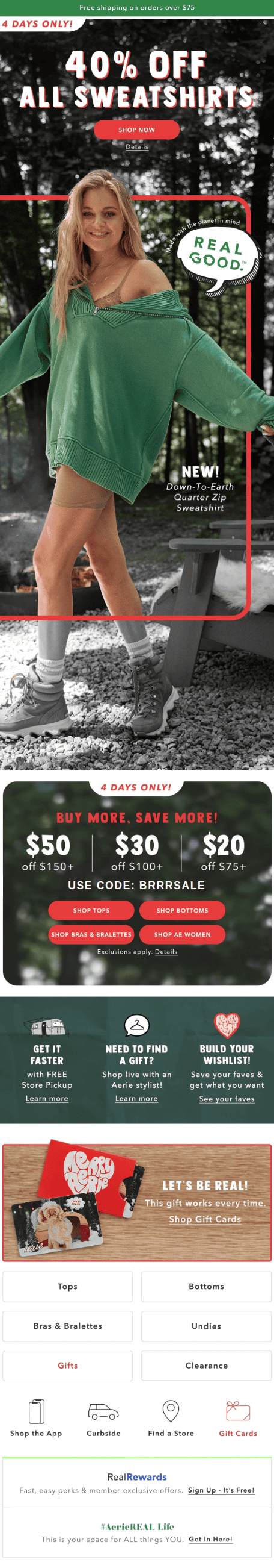 Americal eagle Christmas email offer