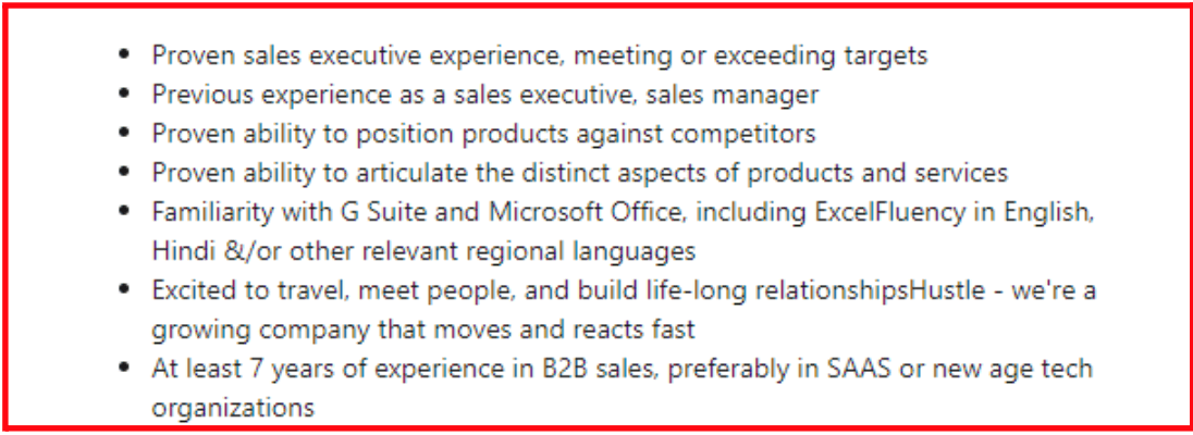 sales director position requirement