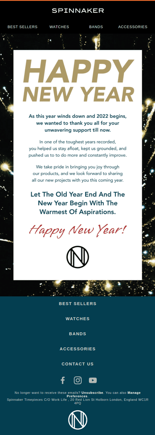 Spinnaker New year wishes email
