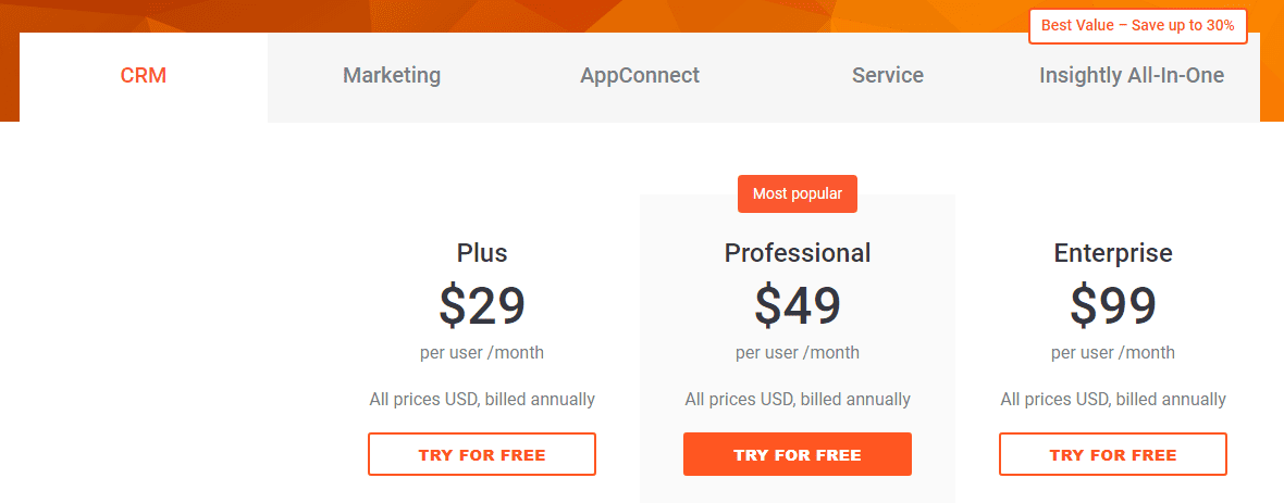 Insightly CRM pricing