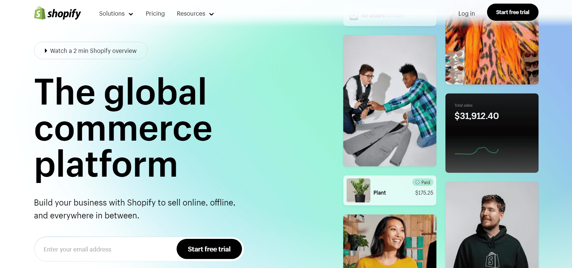 Shopify homepage