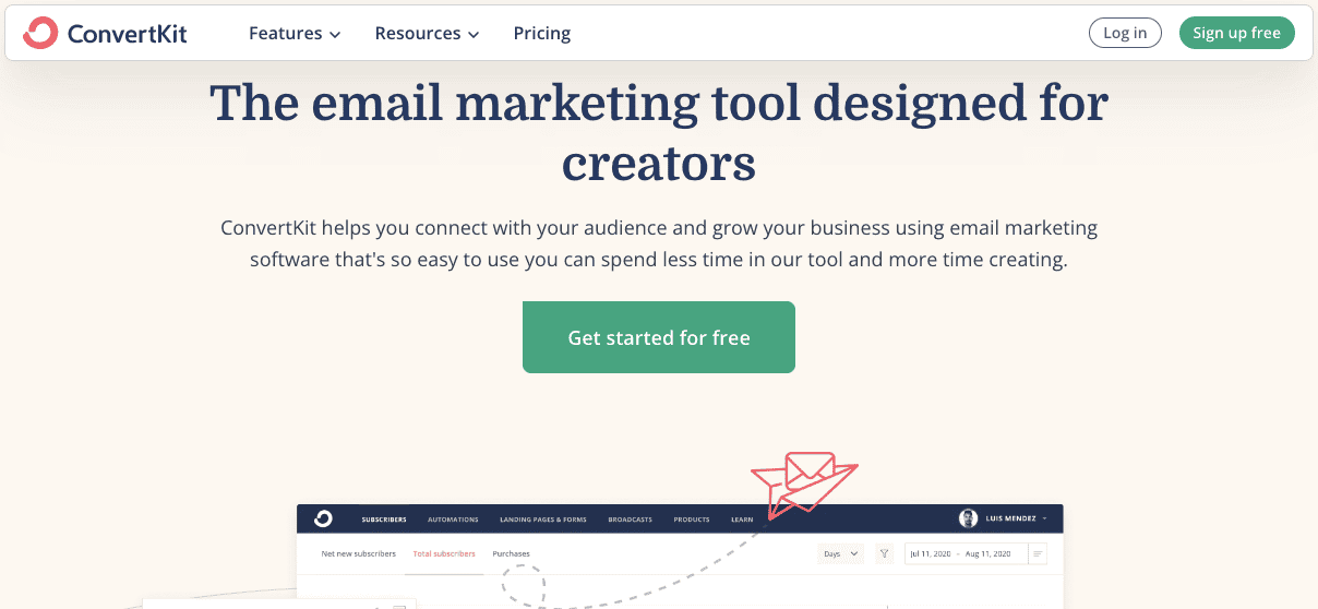 ConvertKit email marketing software for eCommerce
