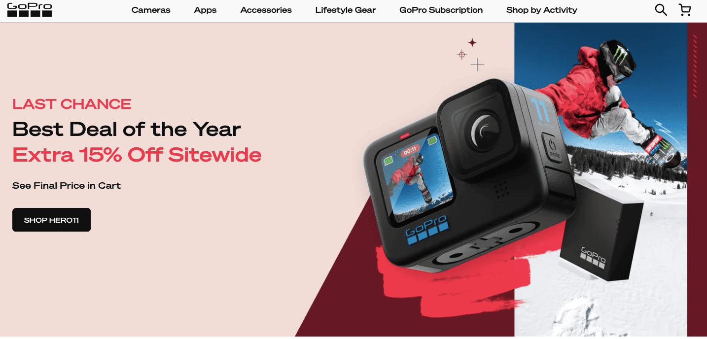 GoPro eCommerce landing page example