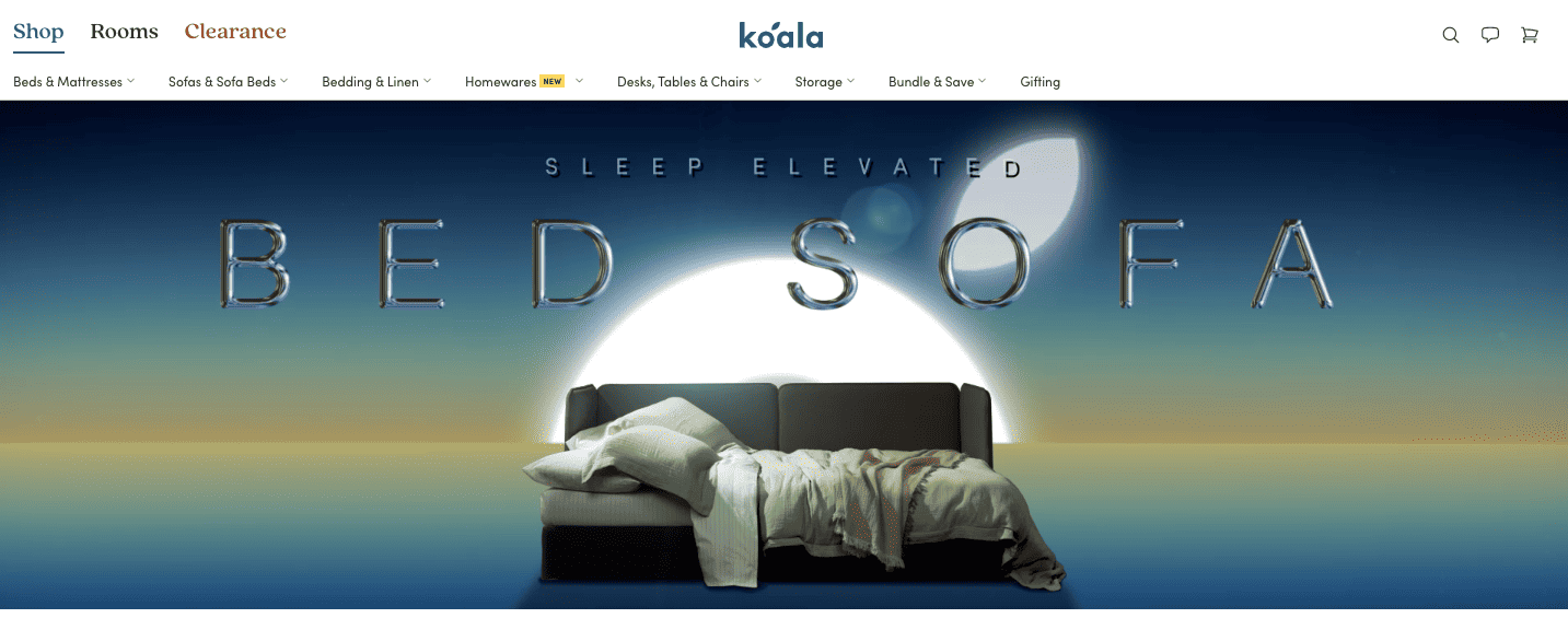 Koala Sleep eCommerce landing page example