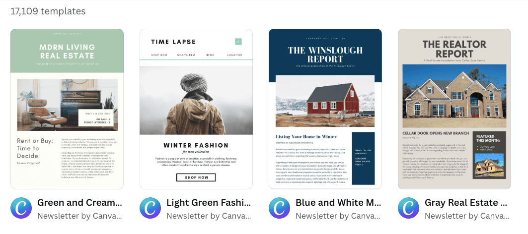 Real Estate Newsletter Template Designs from Canva