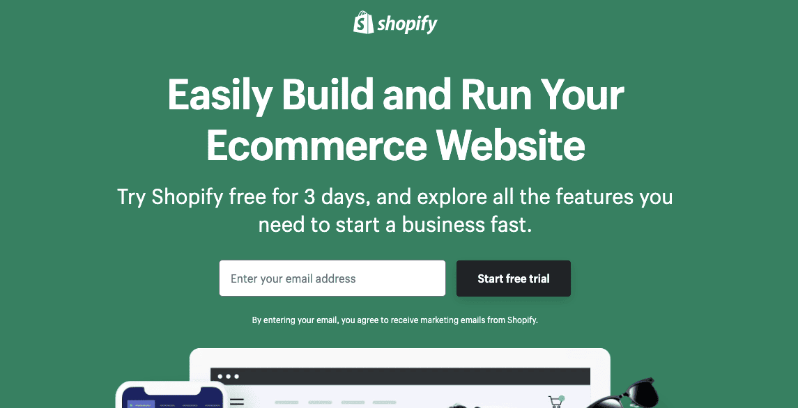 Shopify website builder tool for eCommerce