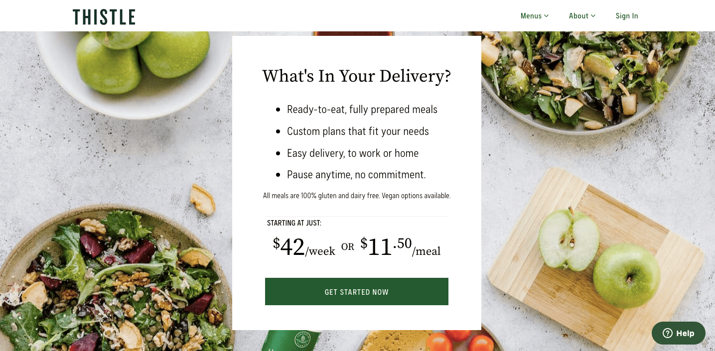 Thistle eCommerce landing page example